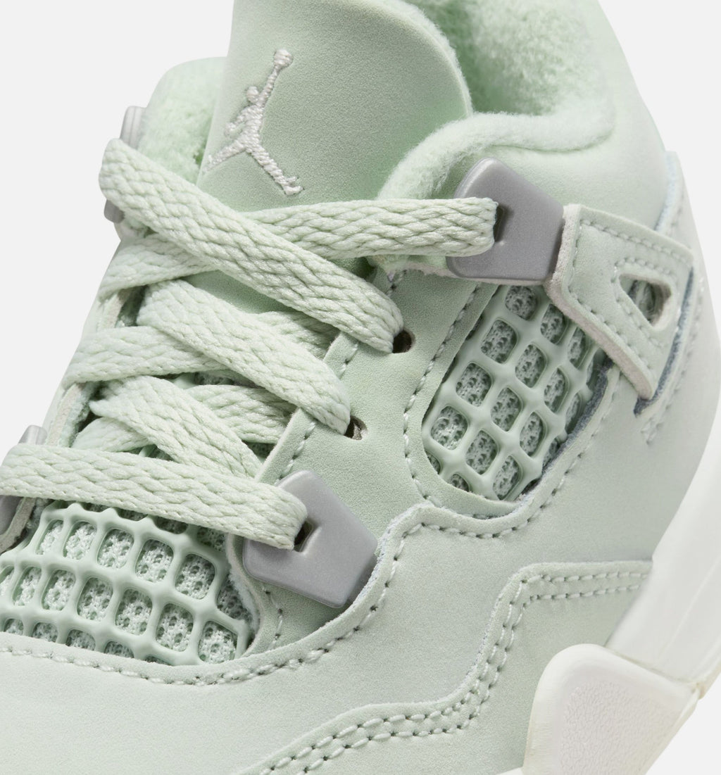 Air Jordan 4 Retro Abundance Infant/Toddler Shoes - Seafoam Sail Metallic Silver